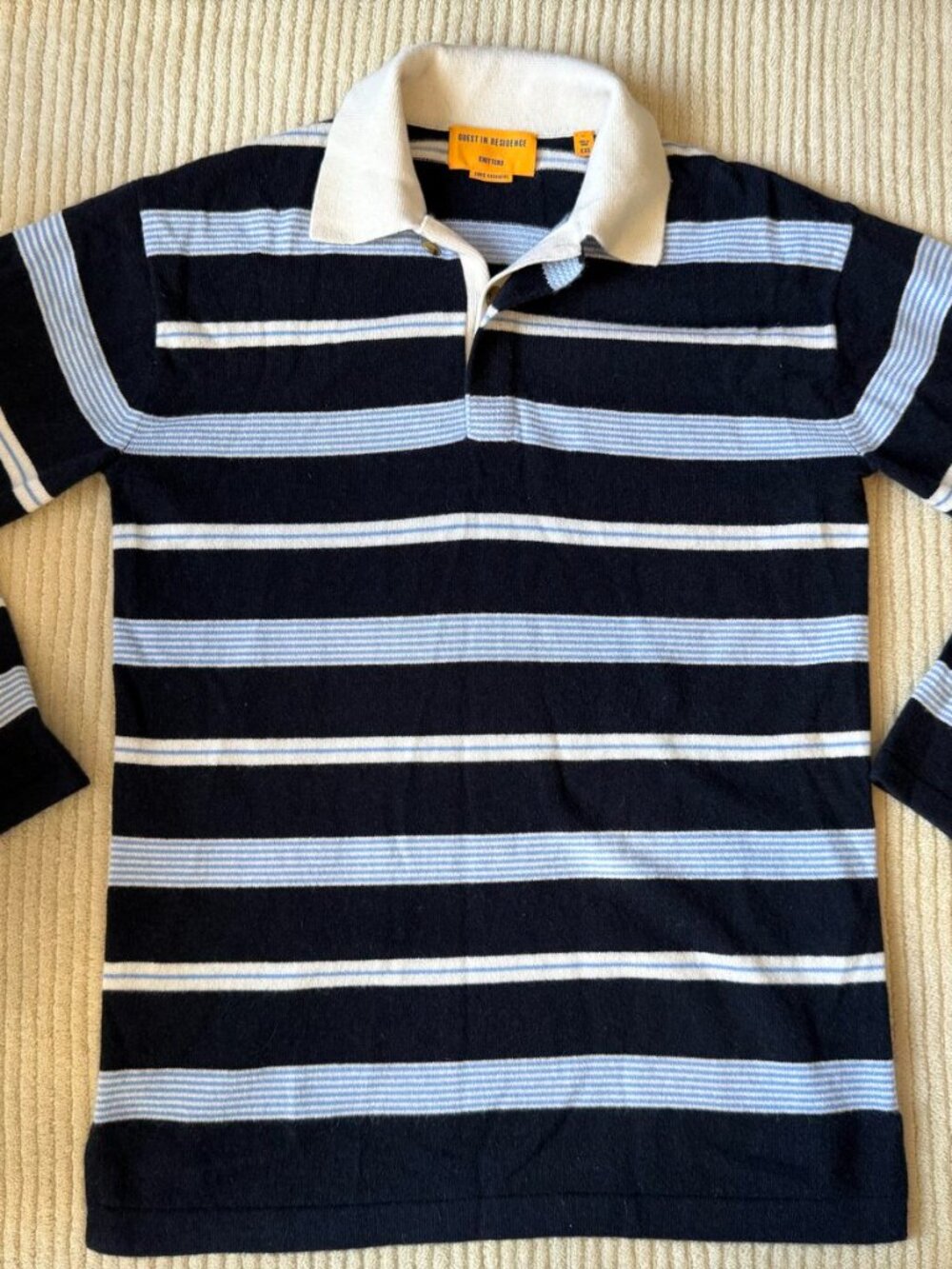 Guest In Residence Cashmere Striped Rugby Polo